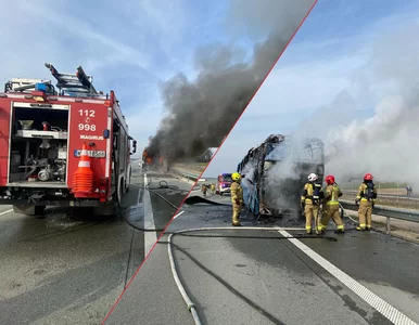 Miniatura: Autokar zapalił się na A2. W środku było...