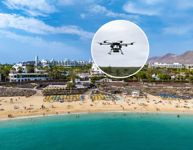 Miniatura: Przy plaży nagle pojawił się dron. Latał...